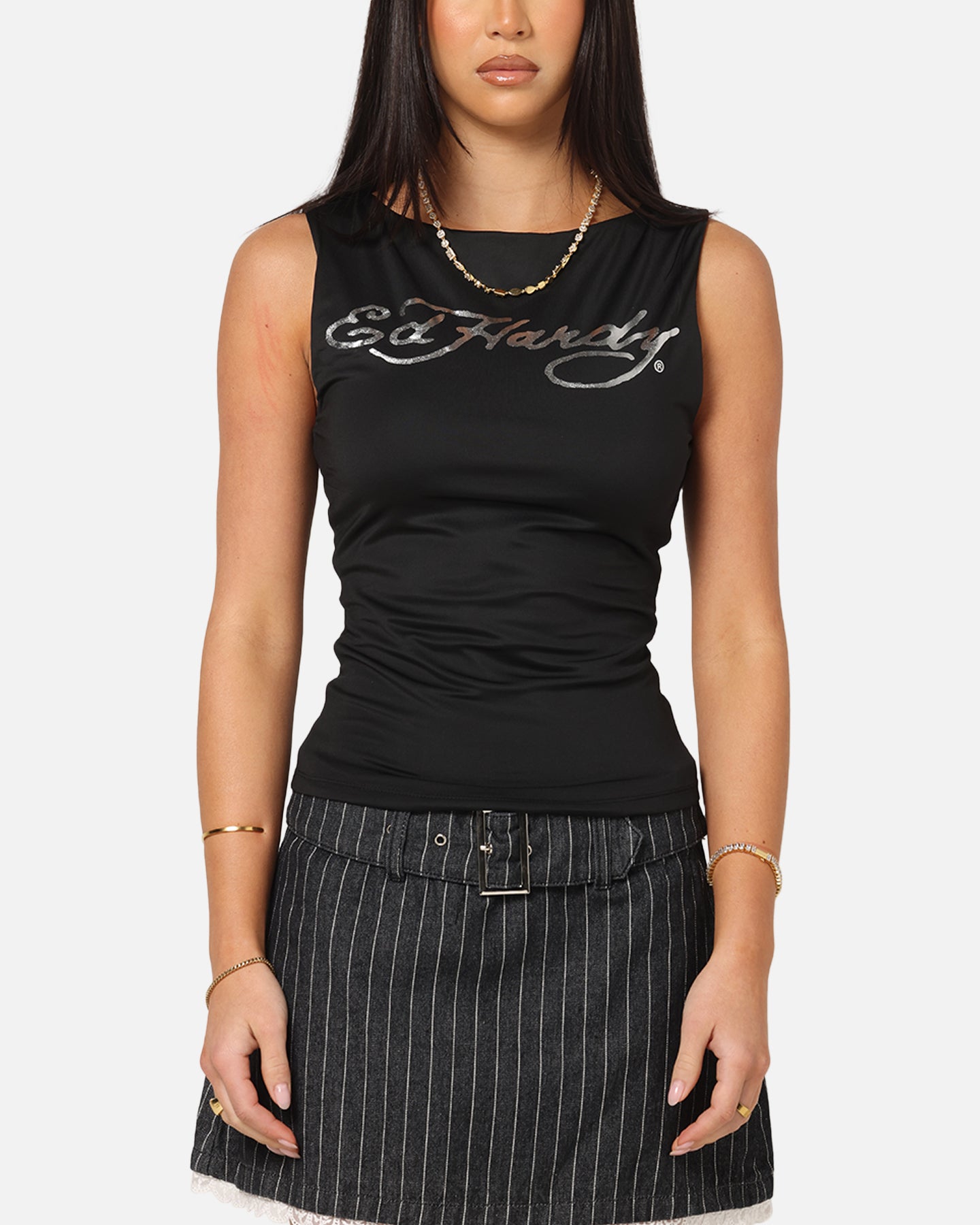 Ed Hardy Women's Chrome Boatneck Tank Black | Culture Kings