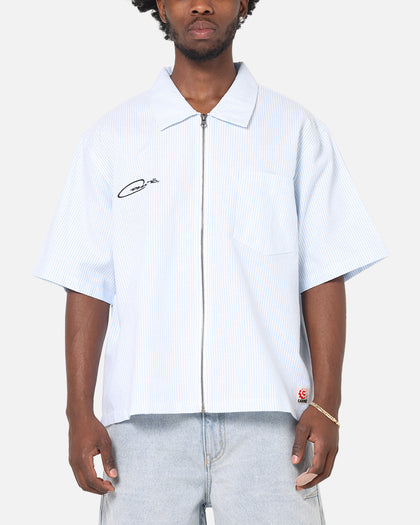 Carre Oxford Stripe Zip Up Shirt Blue/White Stripe