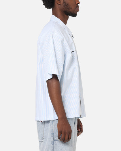 Carre Oxford Stripe Zip Up Shirt Blue/White Stripe