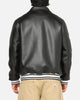 Carre Vegan Leather Varsity Jacket Black/White