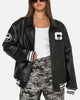 Carre Vegan Leather Varsity Jacket Black/White