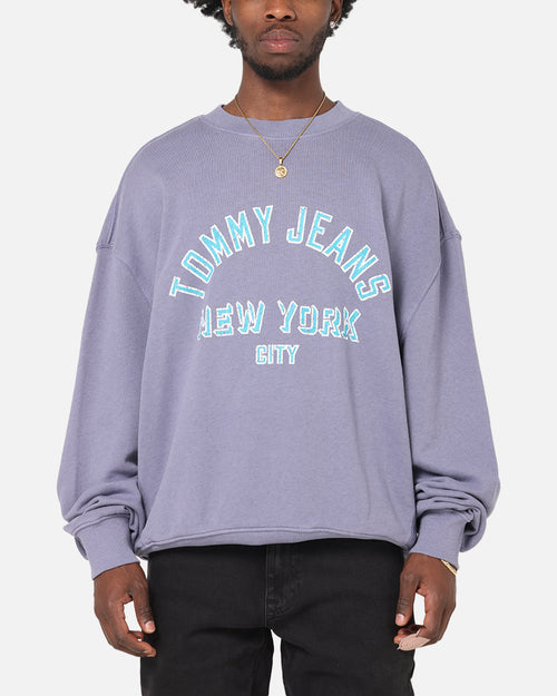 Tommy Jeans Cropped Overdyed Varsity Crewneck Washed Blue