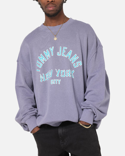 Tommy Jeans Cropped Overdyed Varsity Crewneck Washed Blue