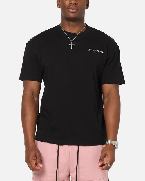 Saint Morta Scription Boxy T-Shirt Black