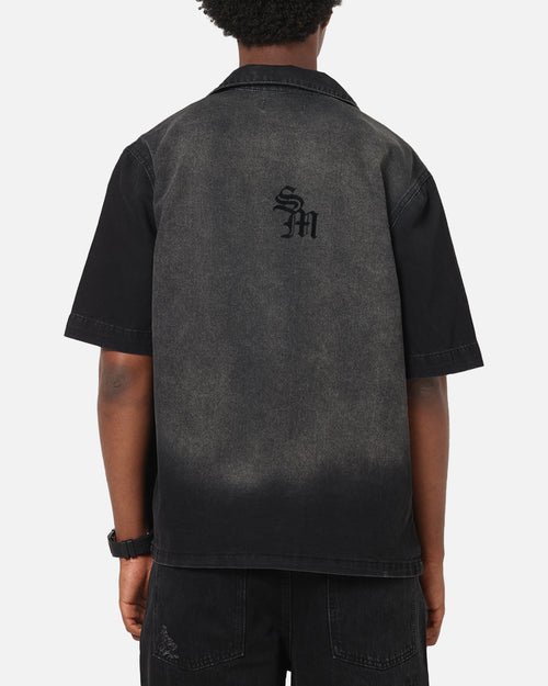 Saint Morta Tribal Denim Button Up Shirt Sunfade Black