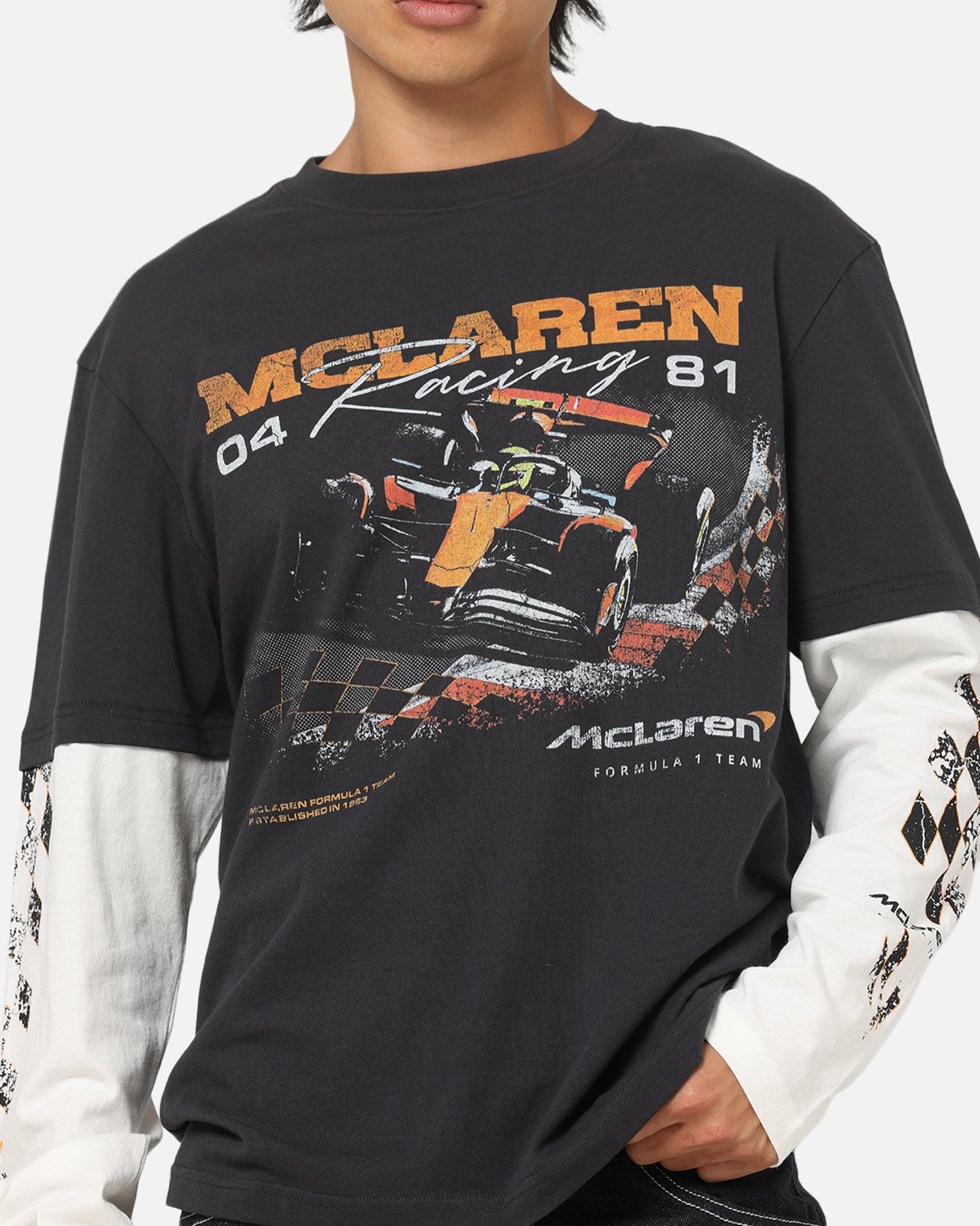 Mitchell & Ness X Mclaren Checkered Vintage Long Sleeve T-Shirt