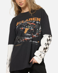 Mitchell & Ness X Mclaren Checkered Vintage Long Sleeve T-Shirt Black/Vintage White