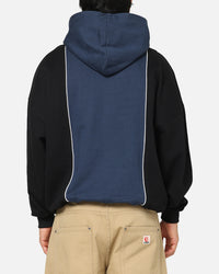 Carre Piped Pullover Hoodie Black/Blue