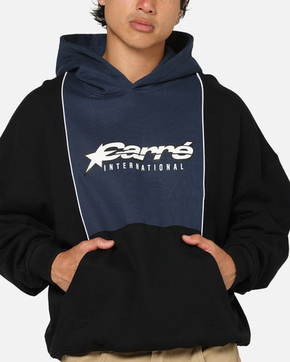 Carre Piped Pullover Hoodie Black/Blue