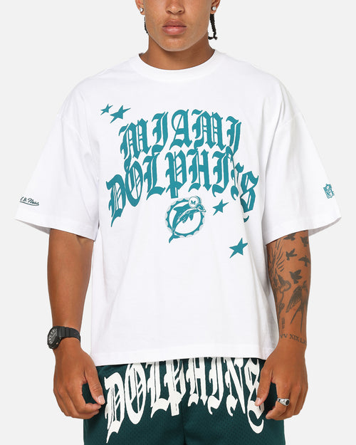 Mitchell & Ness Miami Dolphins Stars & Text Boxy T-Shirt White