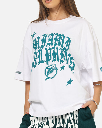 Mitchell & Ness Miami Dolphins Stars & Text Boxy T-Shirt White