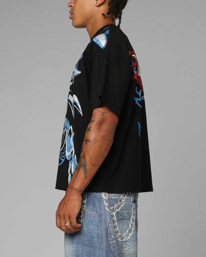 Loiter X Yu-Gi-Oh! Blue Eyes White Dragon T-Shirt Black