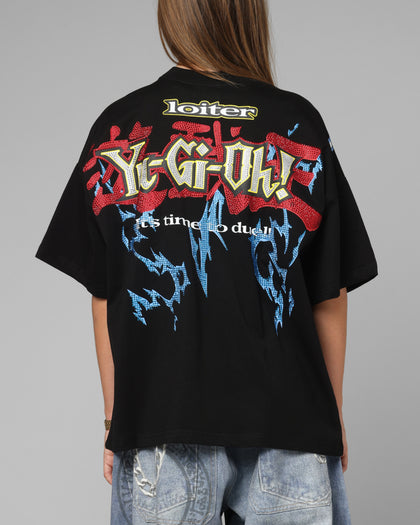 Loiter X Yu-Gi-Oh! Blue Eyes White Dragon T-Shirt Black