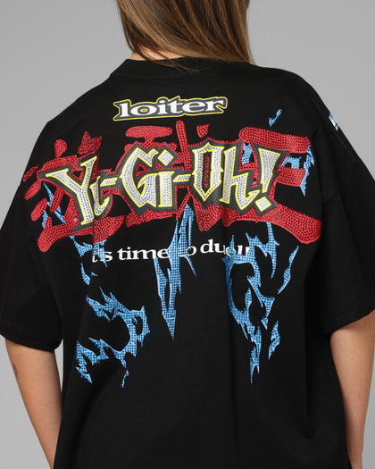 Loiter X Yu-Gi-Oh! Blue Eyes White Dragon T-Shirt Black