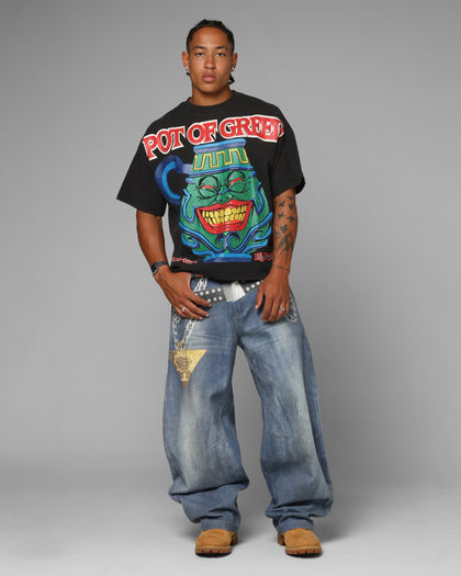 Loiter X Yu-Gi-Oh! Pot Of Greed T-Shirt Vintage Black