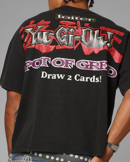 Loiter X Yu-Gi-Oh! Pot Of Greed T-Shirt Vintage Black