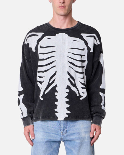 MNML Skeleton Thermal Long Sleeve Shirt Washed Black