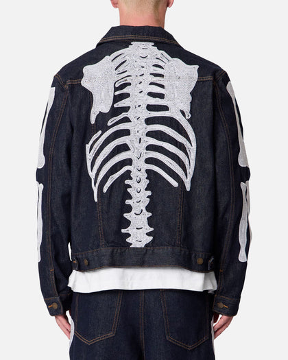 MNML Raw Skeleton Trucker Jacket Rinse Indigo