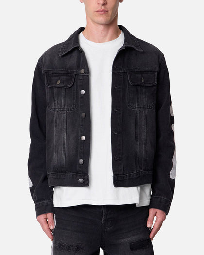 MNML Raw Skeleton Trucker Jacket Washed Black