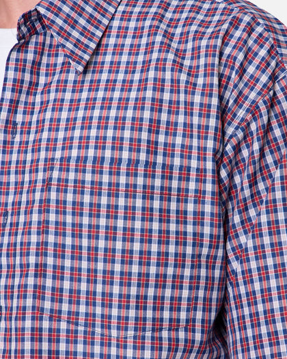 MNML Crispy Poplin Over Button Up Shirt Red/Blue