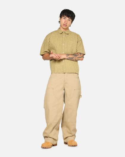 Carre Checkered Boxy Button Up Shirt Yellow Check