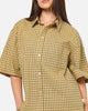 Carre Checkered Boxy Button Up Shirt Yellow Check