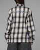 Loiter Heaven Distressed Flannel Button Up Shirt Black/White