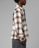 Loiter Heaven Distressed Flannel Button Up Shirt Brown/Beige