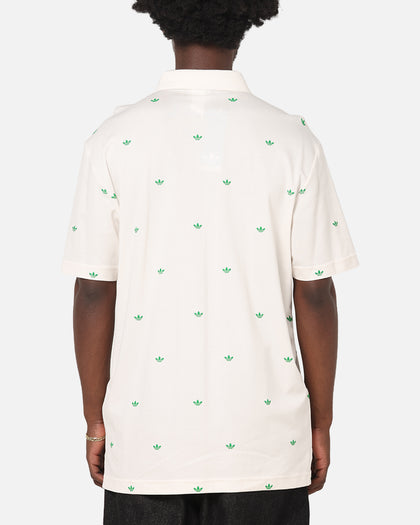 Adidas Originals Printed Trefoil Polo T-Shirt Chalk White