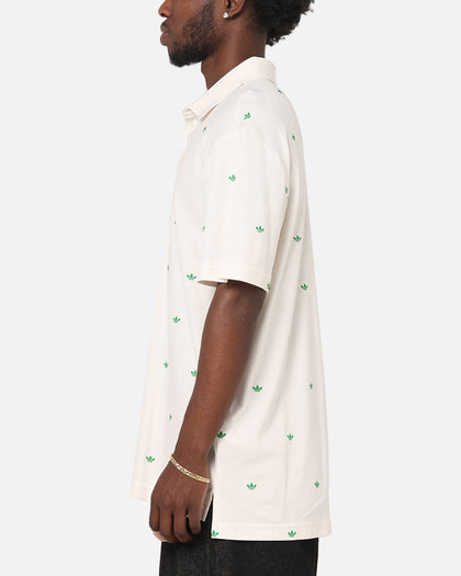 Adidas Originals Printed Trefoil Polo T-Shirt Chalk White