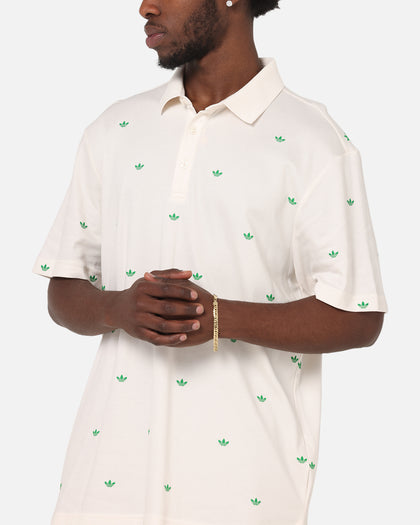 Adidas Originals Printed Trefoil Polo T-Shirt Chalk White