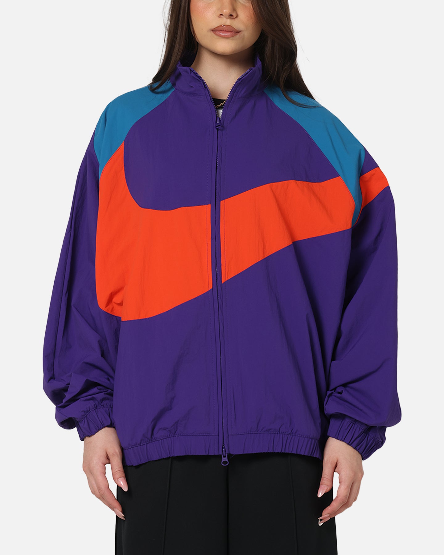 nike swoosh woven jacket purple