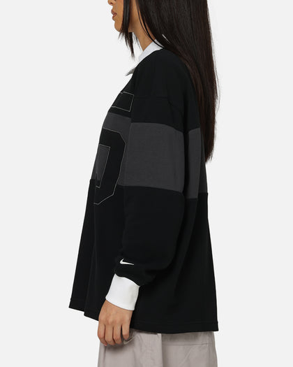 Nike Women's Sportswear Graphic Long Sleeve Polo Top Black/Anthracite