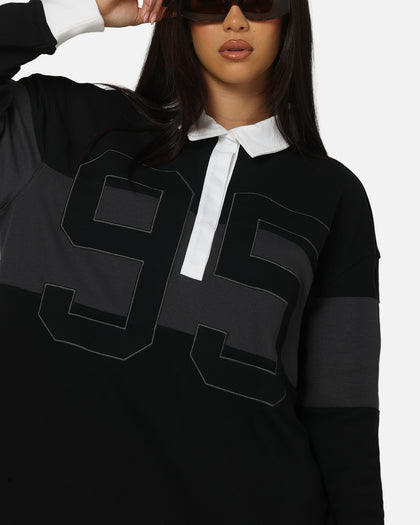 Nike Women's Sportswear Graphic Long Sleeve Polo Top Black/Anthracite