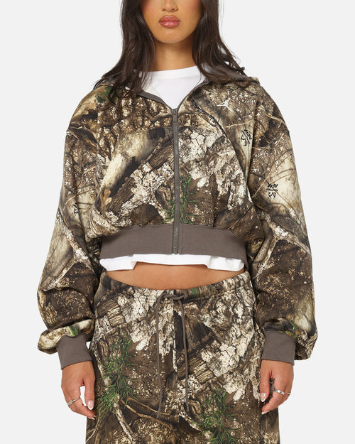 Jordan Women's Brooklyn Fleece Realtree Mod Crop Full-Zip Hoodie Sail/Sail