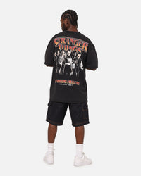 73Studio X Stranger Things Hawkins Heroes T-Shirt Black Acidwash