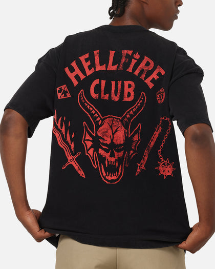 73Studio X Stranger Things Hellfire Lives T-Shirt Black Acidwash