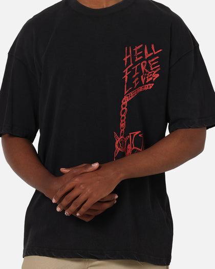 73Studio X Stranger Things Hellfire Lives T-Shirt Black Acidwash