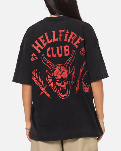 73Studio X Stranger Things Hellfire Lives T-Shirt Black Acidwash