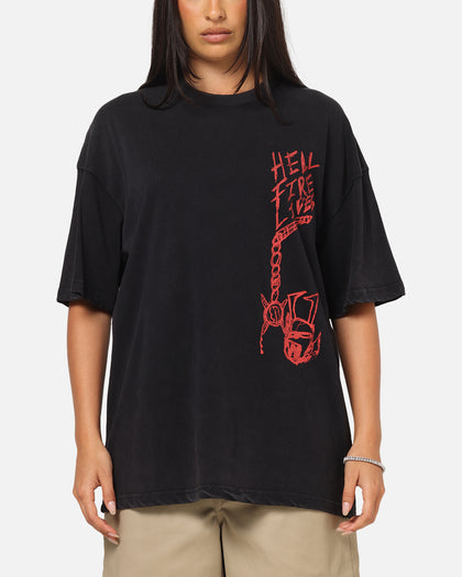 73Studio X Stranger Things Hellfire Lives T-Shirt Black Acidwash