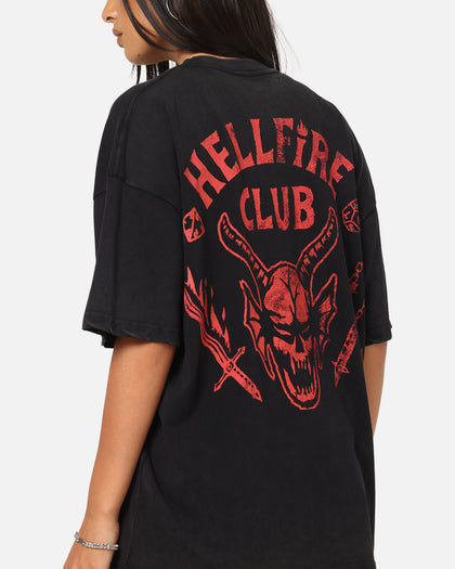 73Studio X Stranger Things Hellfire Lives T-Shirt Black Acidwash