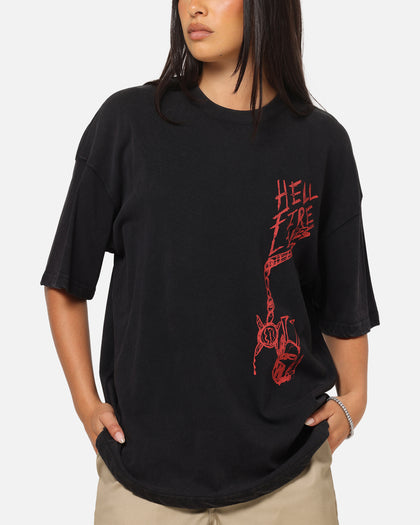 73Studio X Stranger Things Hellfire Lives T-Shirt Black Acidwash