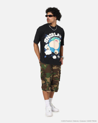 The Pokémon Collection By 73Studio Snorlax Vintage T-Shirt Off Black