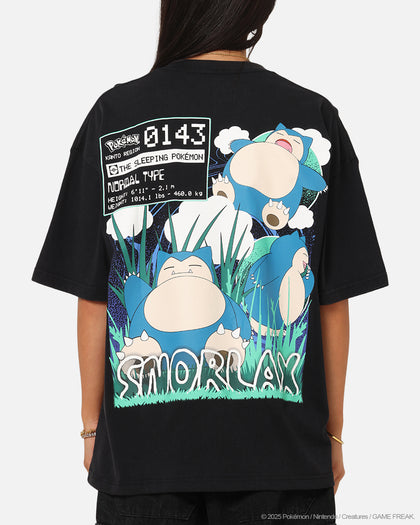 The Pokémon Collection By 73Studio Snorlax Vintage T-Shirt Off Black