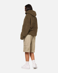 Carre Sherpa Hooded Jumper Khaki