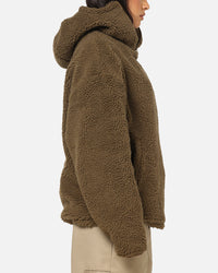 Carre Sherpa Hooded Jumper Khaki