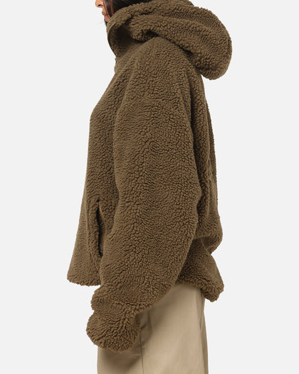 Carre Sherpa Hooded Jumper Khaki