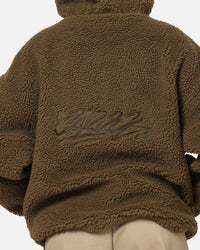 Carre Sherpa Hooded Jumper Khaki