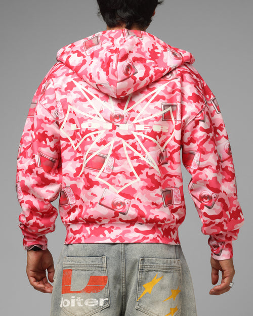 Loiter Digi Camo Zip Hoodie Pink Camo