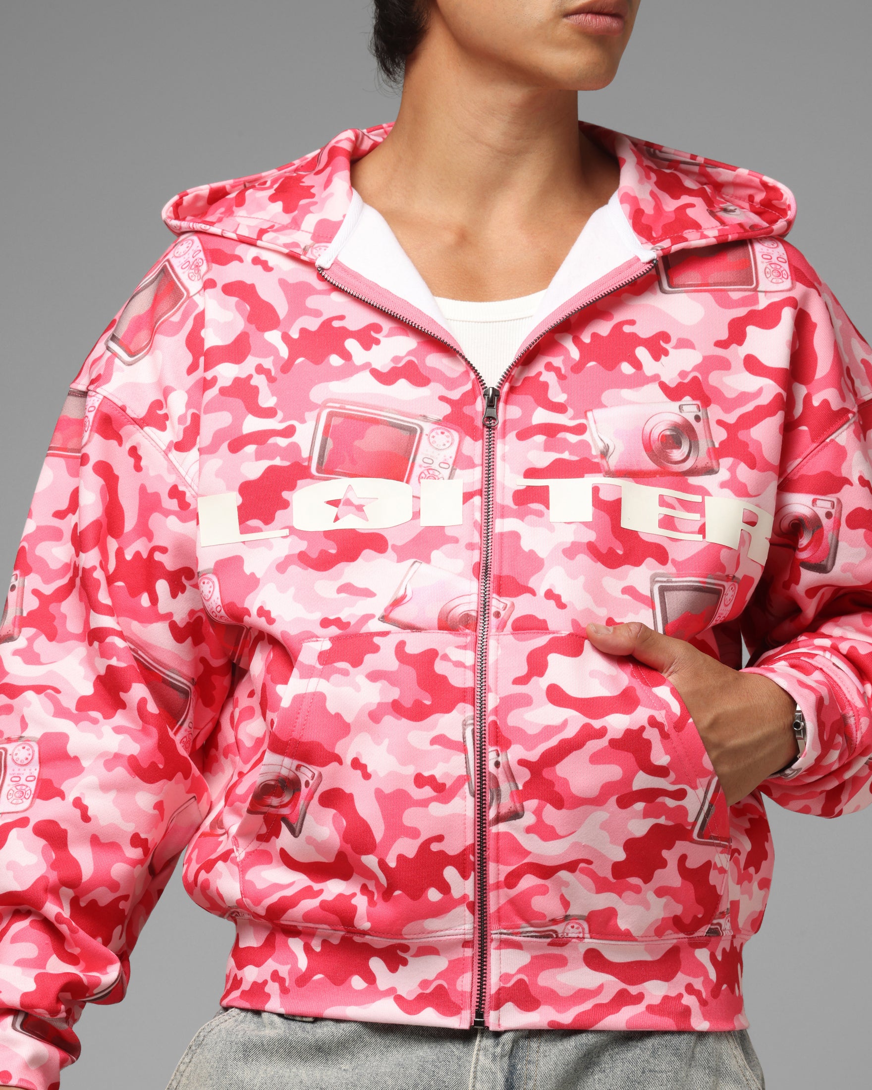 Loiter Digi Camo Zip Hoodie Pink Camo | Culture Kings